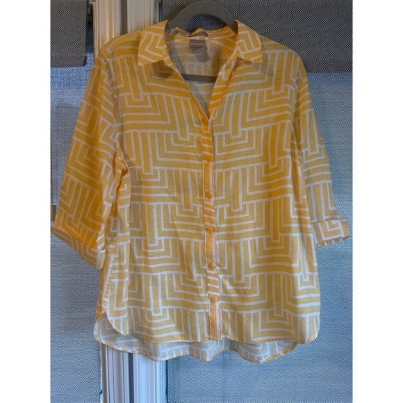 Chico's Linen Blouse Women's Size 2‎ L - Picture 1 of 4